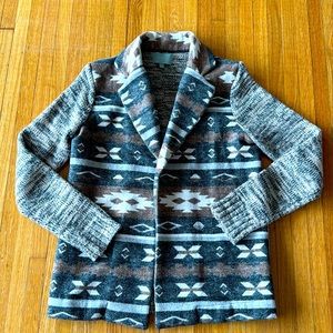 Skies Are Blue Aztec Knit Blazer Sweater